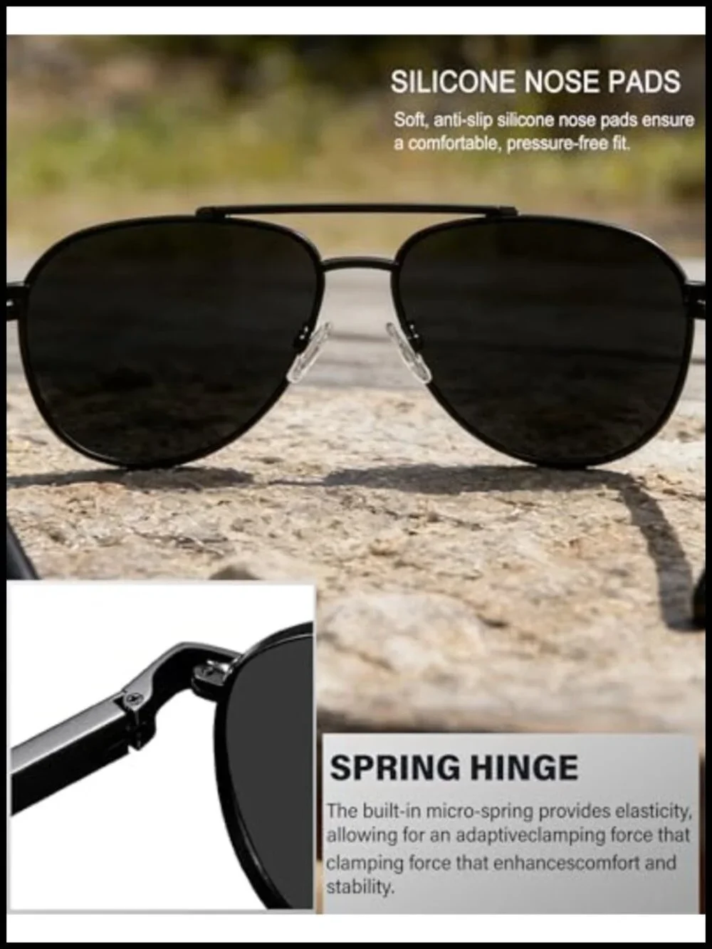 Polarized Aviator Sunglasses Double Bridge UV Protection Teardrop Shades